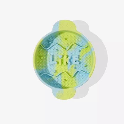 blue and green silicone pet bowl