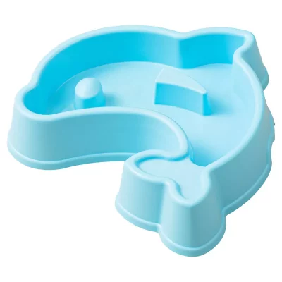 blue plastic pet bowl