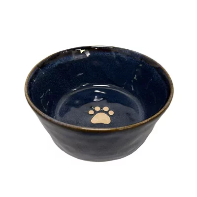 deep blue ceramic dog bowls