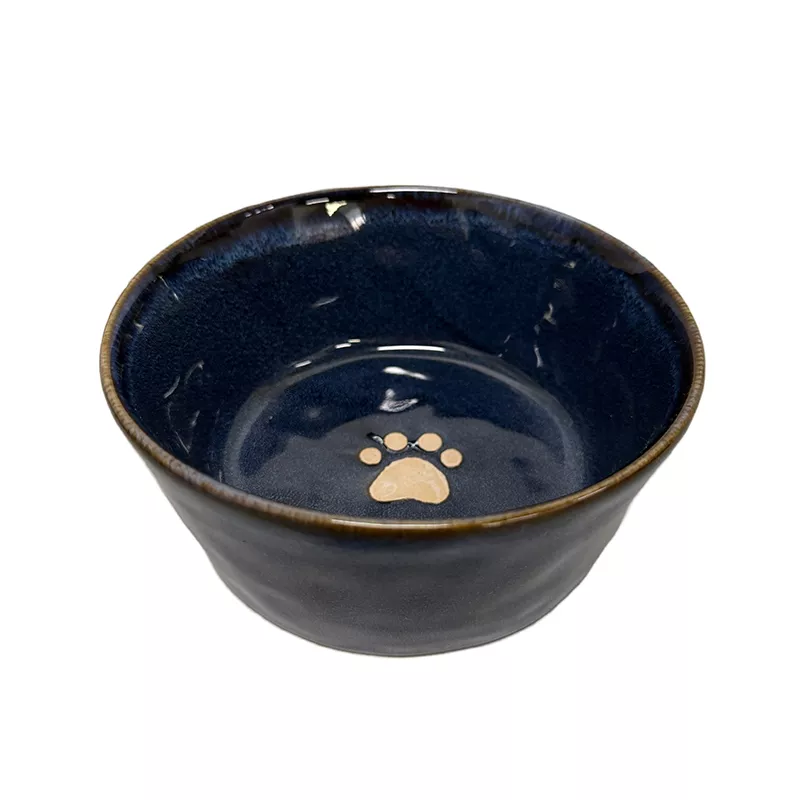 deep blue ceramic dog bowls