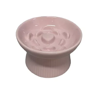 pink ceramic elevated pet bowls