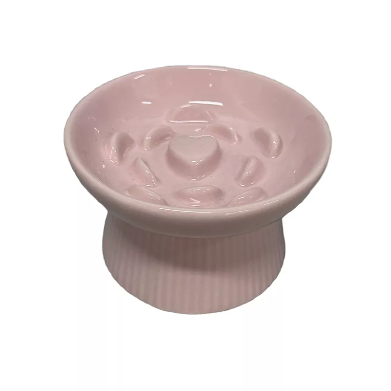 pink ceramic elevated pet bowls