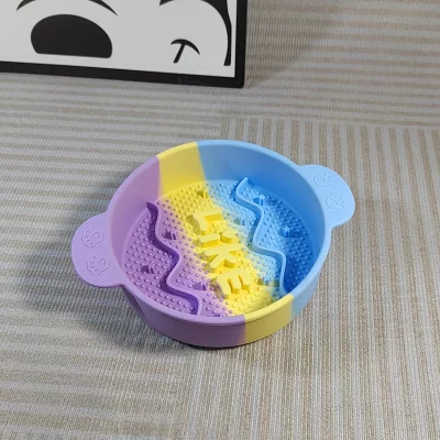 purple,yellow and blue silicone pet bowl1