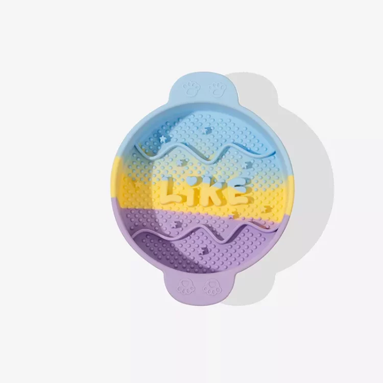 purple,yellow and blue silicone pet bowl