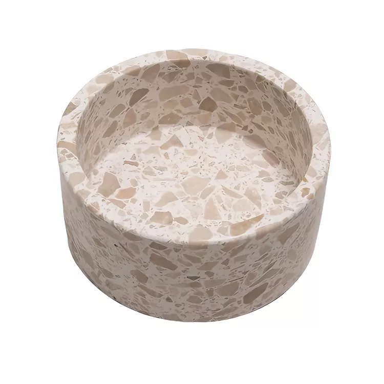 white terrazzo pet bowl