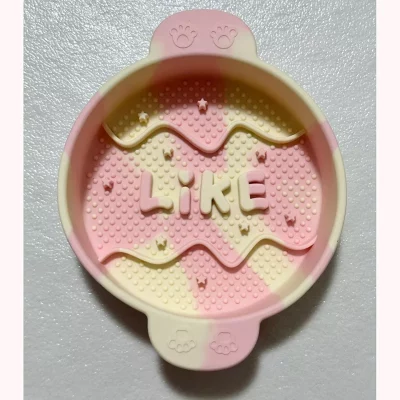yellow and pink silicone pet bowl1