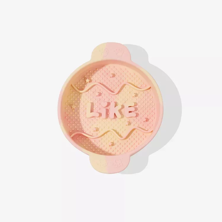 yellow and pink silicone pet bowl